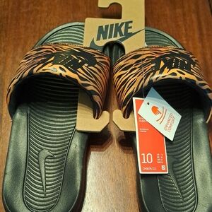 Nike Black and Orange Tiger Print Slides